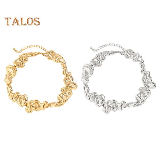 Женское ожерелье неправильной жидкой формы с гальваническим покрытием сплошного цвета в стиле панк из нержавеющей стали, украшения для шеи, вечерние украшения, ожерелье на ключицу, колье-колье