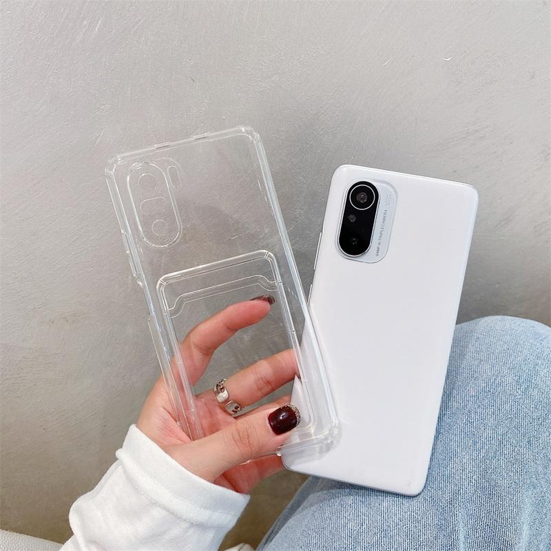 Clear Case Wallet Card Holder For Xiaomi Mi 11 Ultra 11T POCO X3 NFC Redmi Note 9 10 Pro Max K40 Pro 10 9 9A 9C Transparent Cover