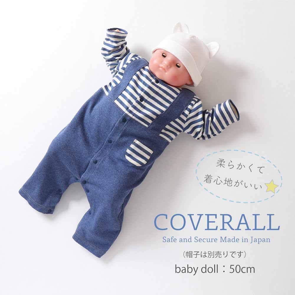 De Сделано в Японии Джинсовый стиль трикотажный комбинезон Стиль комбинезон для новорожденных Детская одежда Детская кайма 70 см 80 см Материал Теплый трикотаж Милый мальчики девочки [Creme