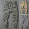 Men's Pants High Waist Cargo Pants Solid Color Drawstring Casual Vintage Cropped Trousers Social Clothing