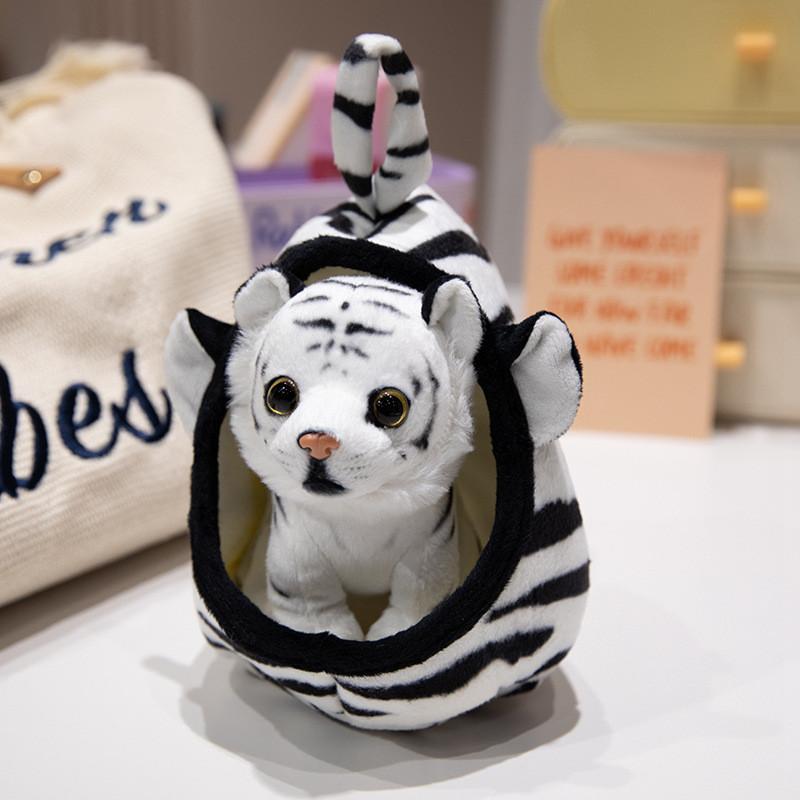Plush Toy Tiger With Pp Cotton Filling Soft Short Fur Animal For Gifts Kids