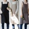Simple Pocket Apron Cotton Household Waterproof Apron Durable Unisex Work Clothes  Coffee Shop