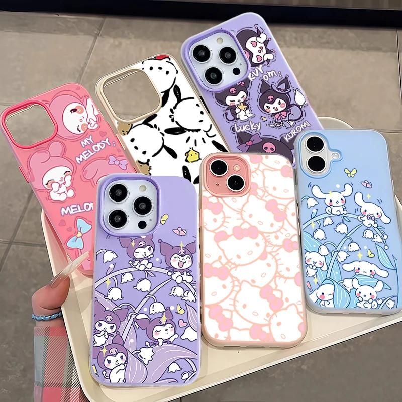 2 IN 1 Melody Kuromi Casing For Iphone 17 Pro Max 17 Air 16 15 14 13 12 11 Pro Max 16e 16 Plus 17Pro Hello Kitty Phone Case