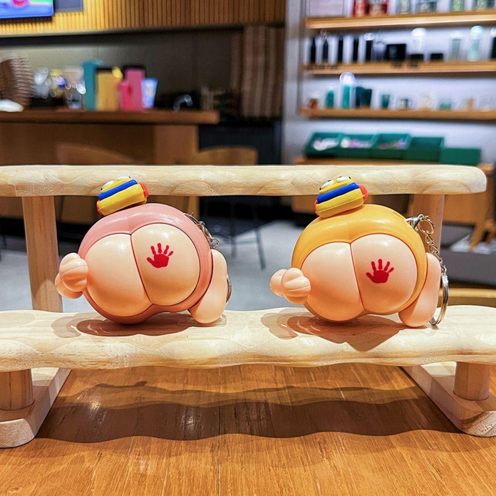 Cartoon Vocal Buttocks Toy Sound Production Fidget Keychain Toys Spanking Keychain Girls Gifts