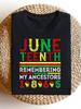 Men'S Vintage Juneteenth T-Shirt Remembering My Ancestors 1865 Design, Retro Round Neck Casual Tee Suitable for Family Gifts, Historical Apparel for J