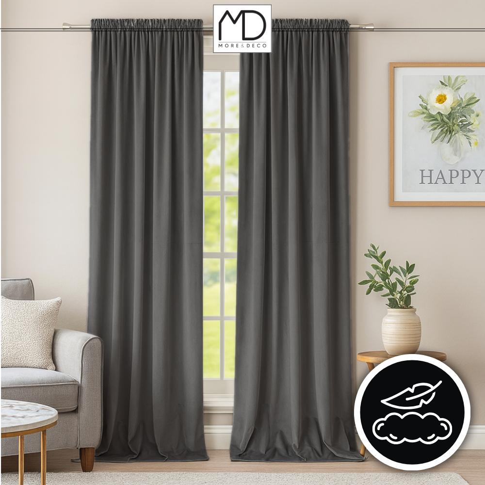 Ready-made velvet curtain with thick grey frog tape, blackout