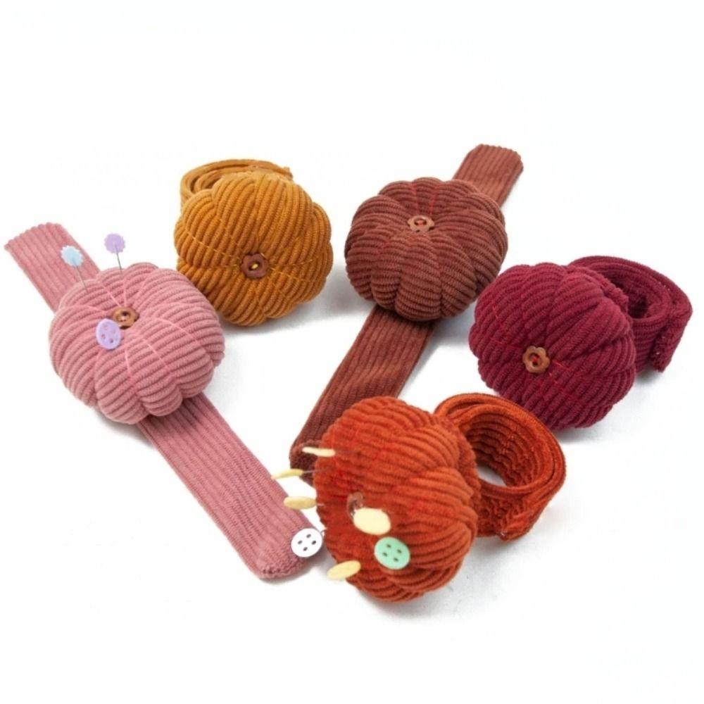 Pumpkin Shaped Wrist Pin Cushion With Elastic Wrist Belt Needle Pillow Needle Cushion Needlework