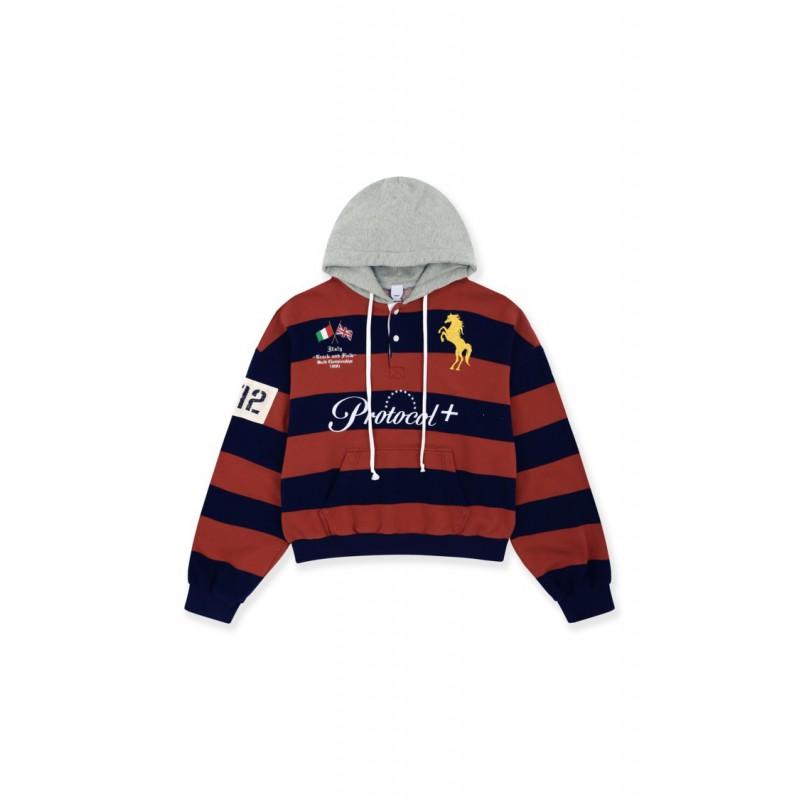 2026 Fall Winter Color Block Striped Letter Print Hoodie Casual Sweatshirt Men Women