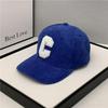 2024 Men's Autumn/Winter Corduroy Patchwork Baseball Cap with C Logo, Korean Style