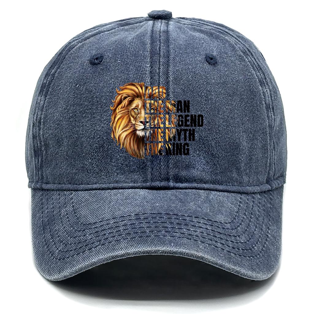 DAD Man Lion Print Adjustable Baseball Cap Cotton Dad Hat Washed Retro Solid Color Snapback Baseball Hat One Size Fits All