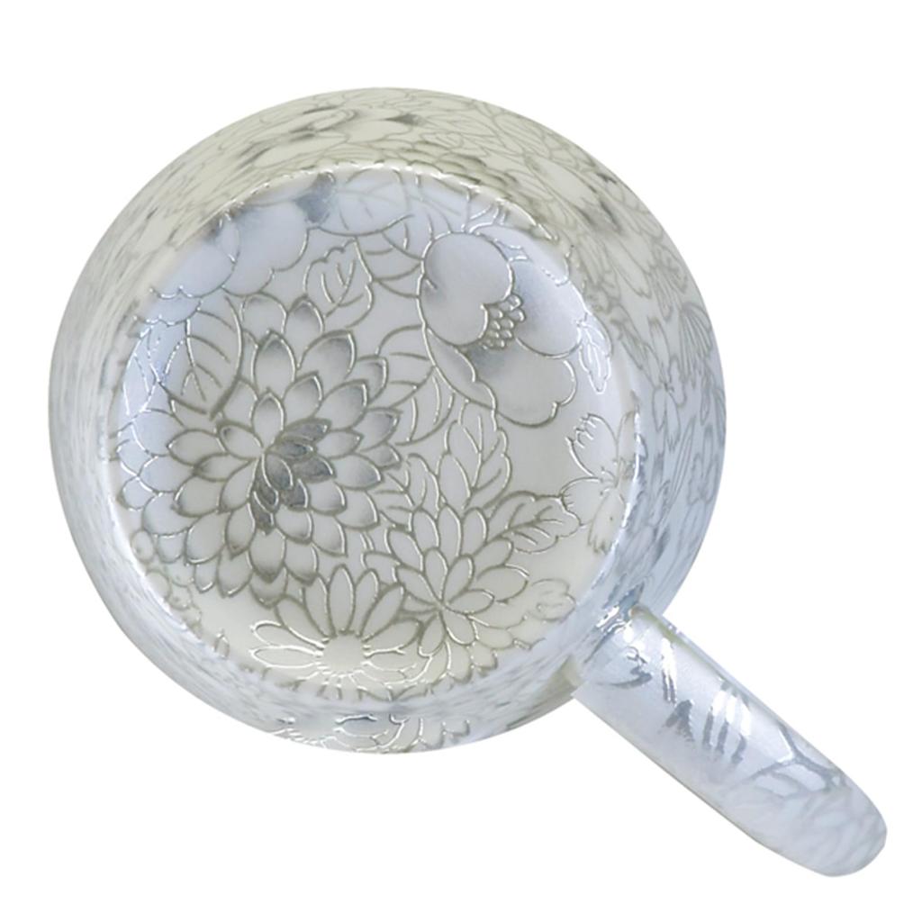 Кружка Мино Яки, Прибл.. 380 мл, Подходит для микроволновой печи, Узор Хикари-Юдзэн, Тонко нарезанный, Серебристый, Сделано в Японии, HYM-3053E