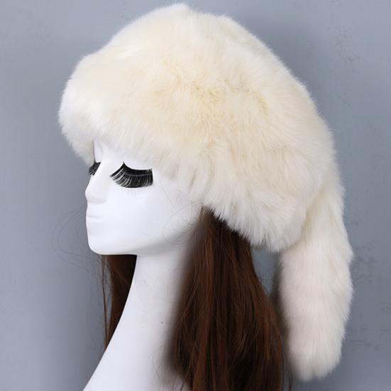 Winter Hat Ethnic Style Design Ear Protection Thickened Lining Faux Fur Ball Women Hat