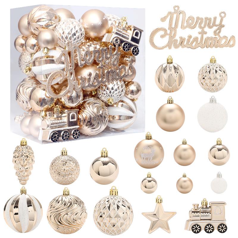 Christmas Tree Ornaments Light Champagne White Painted Christmas Ball Set Christmas Atmosphere Decorations Christmas Props