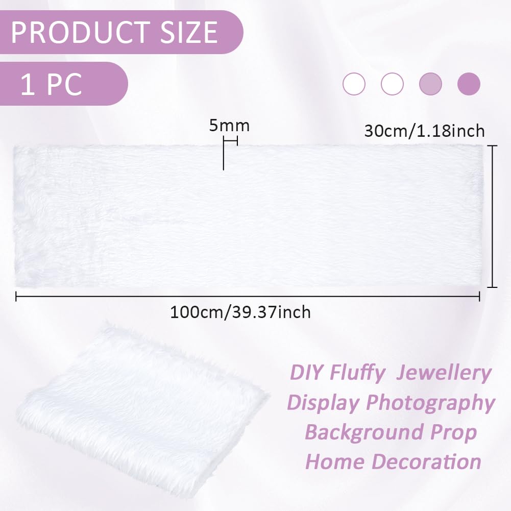 BENECREAT Пушистая однотонная лохматая ткань из искусственного меха Белая мягкая ткань из искусственного меха 100 х 30 см Ткань для рукоделия Плюшевая ткань для игрушек Рукоделие Фото