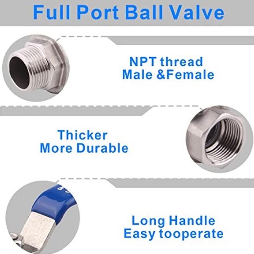 NPT Ball Valve Female Male 1/4in Thread Good Sealing Stainless Steel Ball Valve for Water Oil Gas