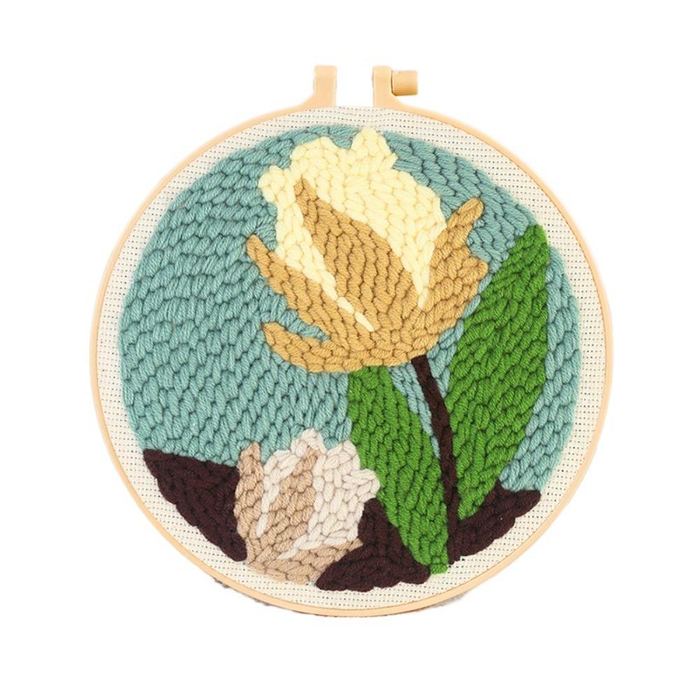 Handmade Punch Needle Set Flower Pattern Rug Punch Embroidery Starter Kit  Educational Toys