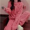 Fashion Coral Velvet Jacquard Pajama Set - Thick, Cozy, Unisex Autumn/Winter Suit