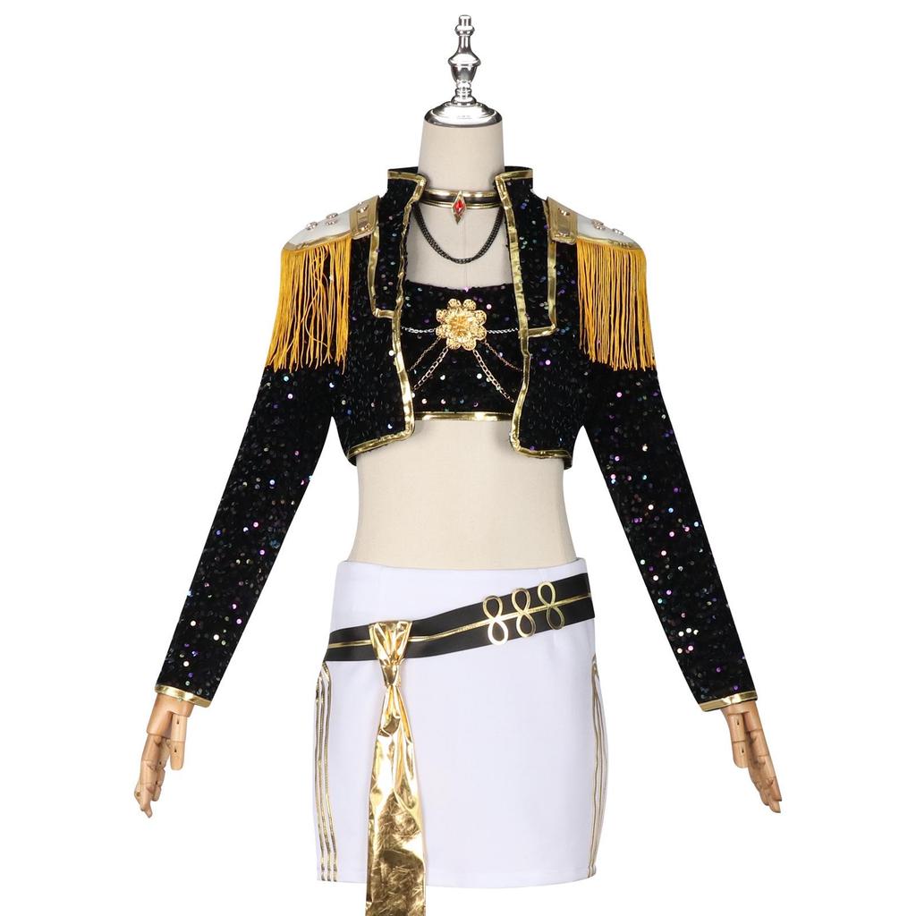 Парик для косплея женской группы Demon Hunter в черном и золотом цвете