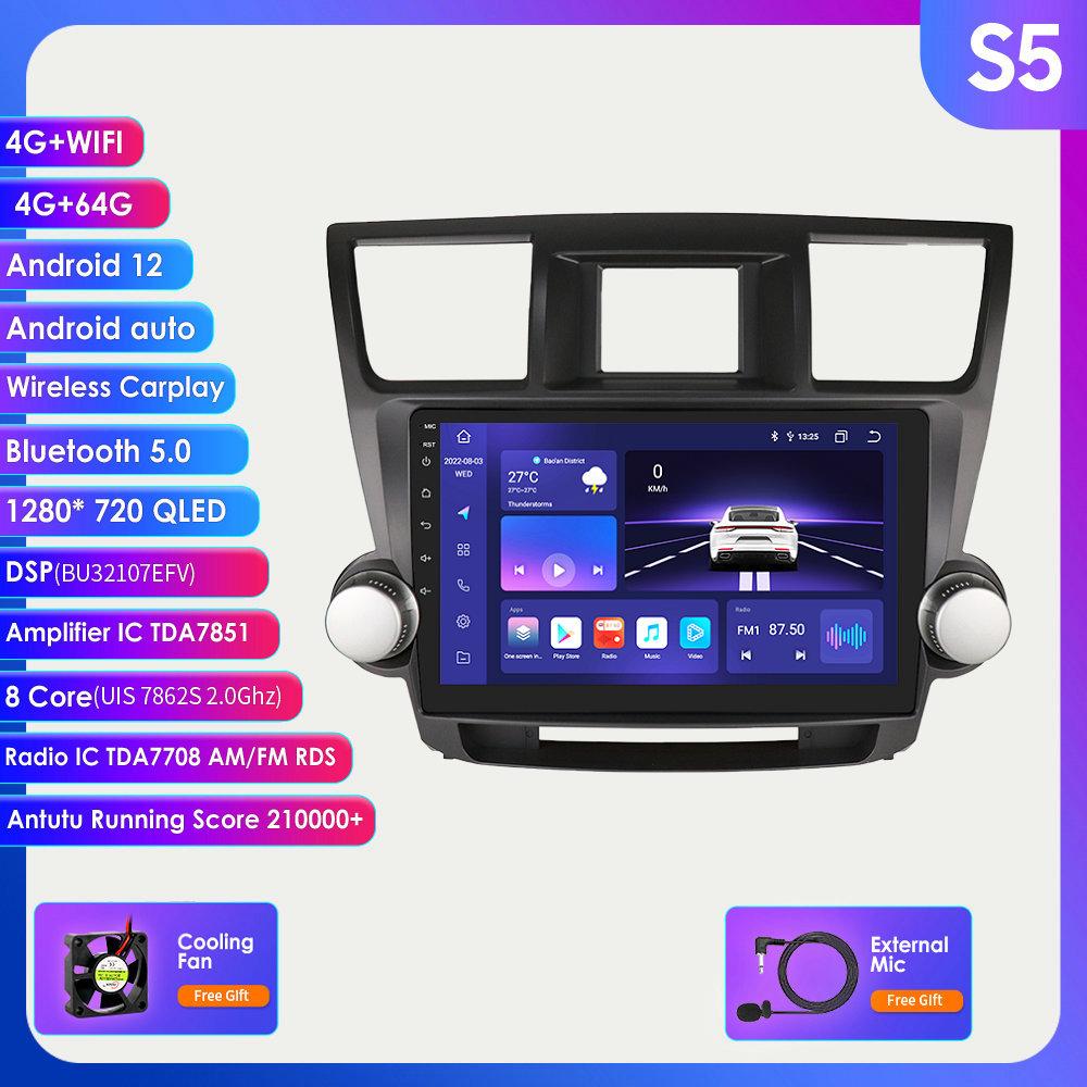 2 Din Android 12 автомобильное радио для Toyota Highlander Kluger 2 XU40 2007-2013 Navi GPS мультимедиа 4G интеллектуальный экран видеоплеер авто стерео Carplay