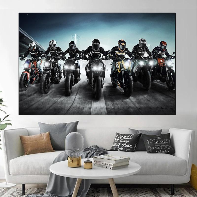 Пейзаж, мотоцикл, туман, нагрузка, плакаты и принты, холст, живопись, черно-белые настенные художественные фотографии, домашний декор, без рамки