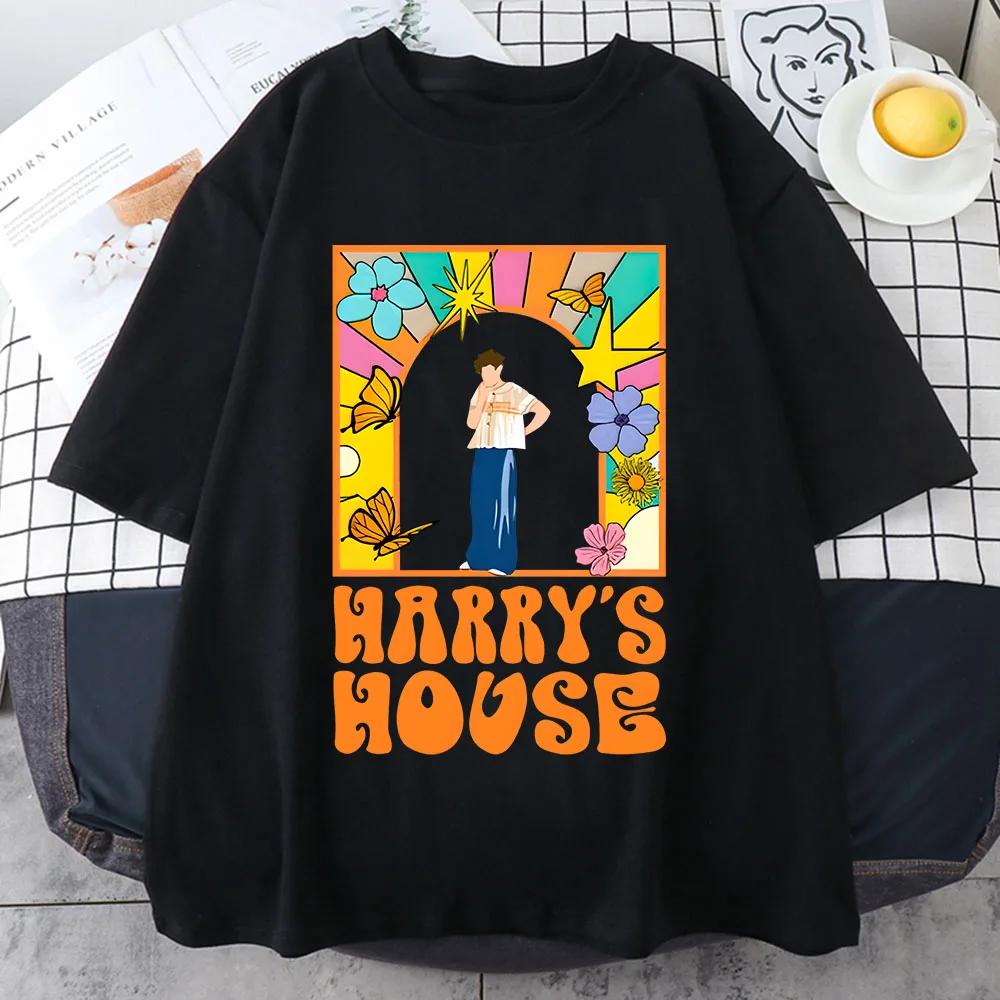 Женские футболки Harrys House 100% Хлопок Летние Унисекс с Графическим Принтом Короткий Рукав Оригинальность Срез Жизни Принт Индивидуализация