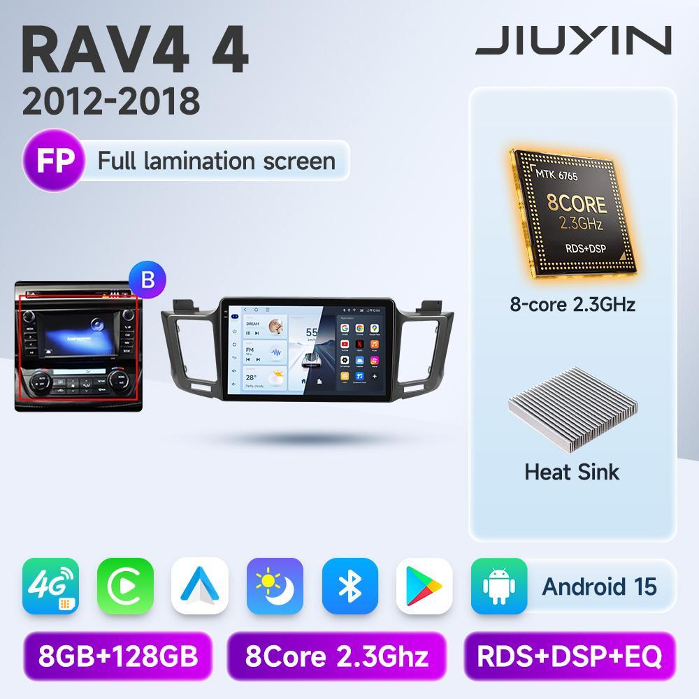JIUYIN AI Voice Wireless CarPlay Android Auto Radio for Toyota RAV4 RAV 4 2012 - 2018 4G Car Multimedia GPS 2din autoradio