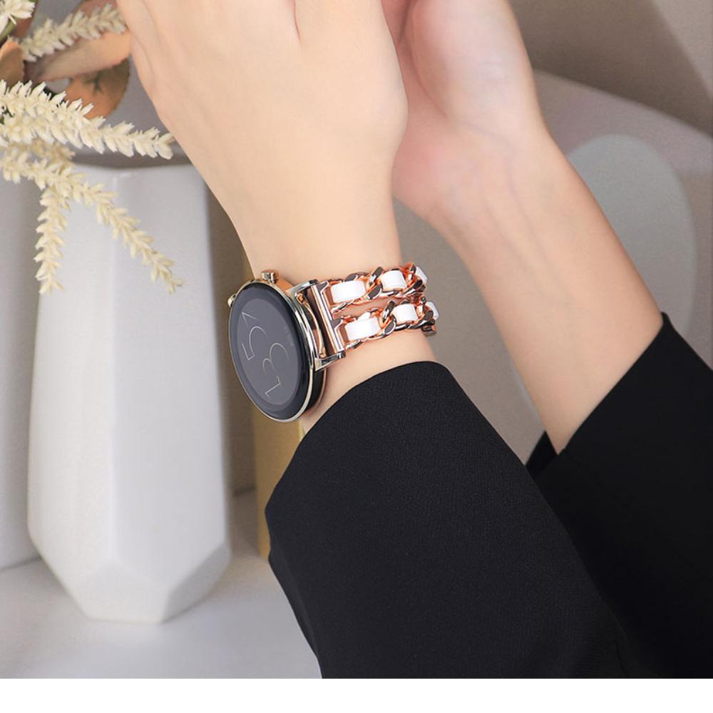 YurKem 20 мм 22 мм ремешок для Samsung Galaxy Watch 4 3 5 pro 45 мм active 2 Gear s3 роскошный кожаный + металлический браслет Huawei watch GT/2/3 ремешок