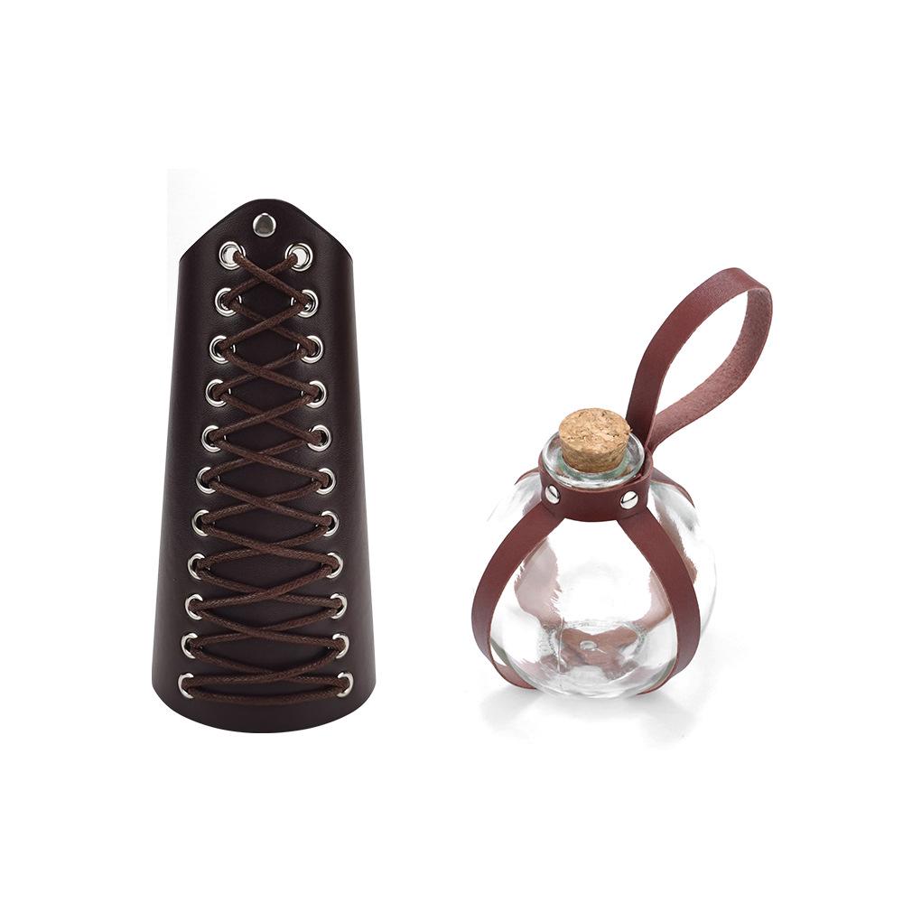 Carnival Renaissance Belt & Wrist Guards - Medieval Cosplay Props with Magic Bottle for Halloween