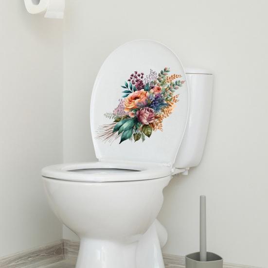 Toilet Sticker Floral Pattern Toilet Lid Sticker Self-Adhesive Bathroom Decal for Home