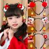 Glowing Hanfu Wig Headband Chinese Style New Year Headdress Luminous Lantern Headband  Photo Props