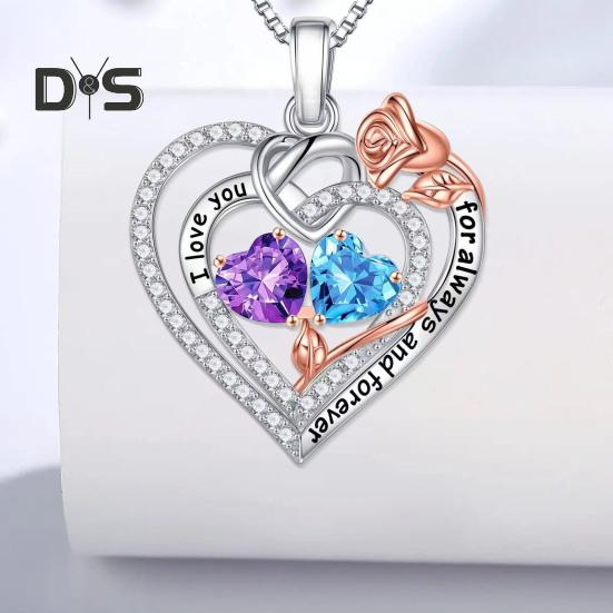 Ожерелье с сердцем «Я люблю тебя навсегда» для женщин, ожерелье с золотыми розами и кубическим цирконием, подарок на день святого Валентина, день рождения, для жены и мамы