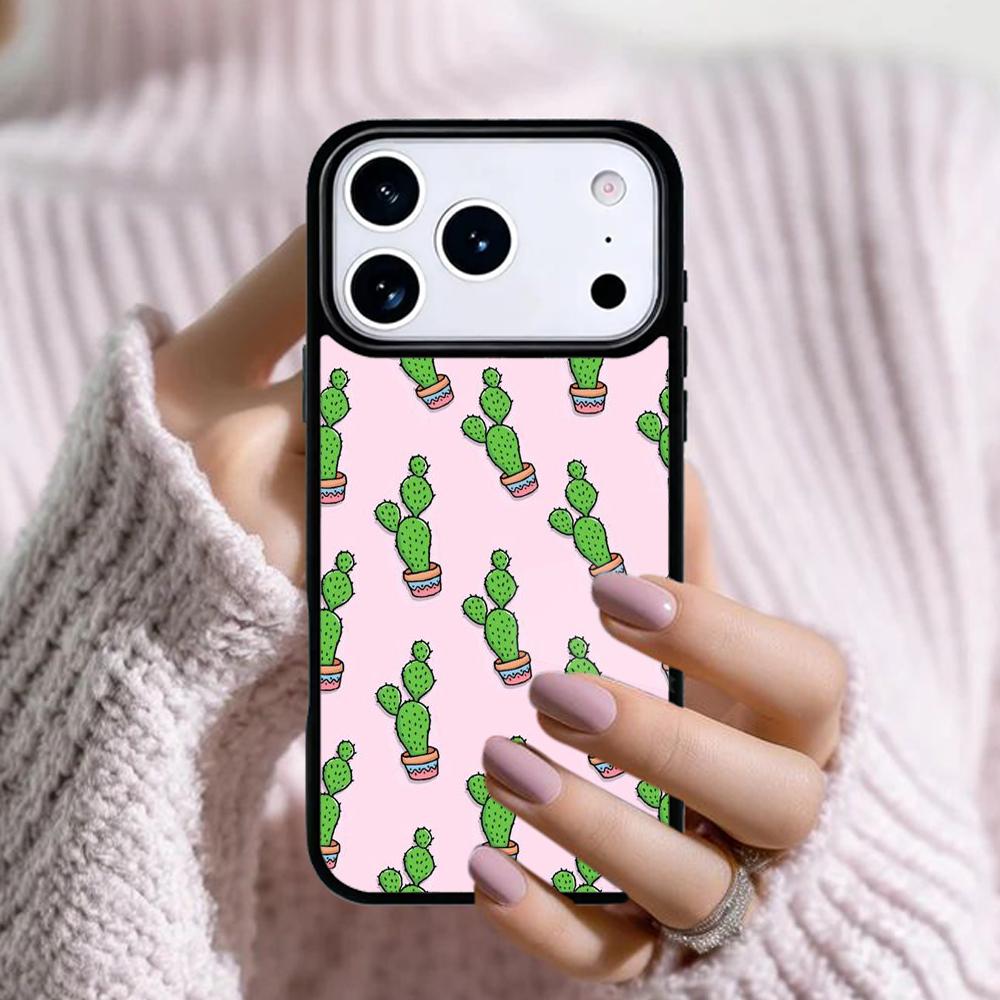 Чехол для телефона Apple iPhone 17 Air 16E 15 14 Plus 13 12 11 Pro Max Mini с акварельными суккулентами и кактусами Funda Cover