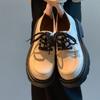 Women's Thick-Soled Soft Leather Shoes, British Style, Spring and Autumn New Style White Round Toe All-Matching Japanese Thin Shoes
