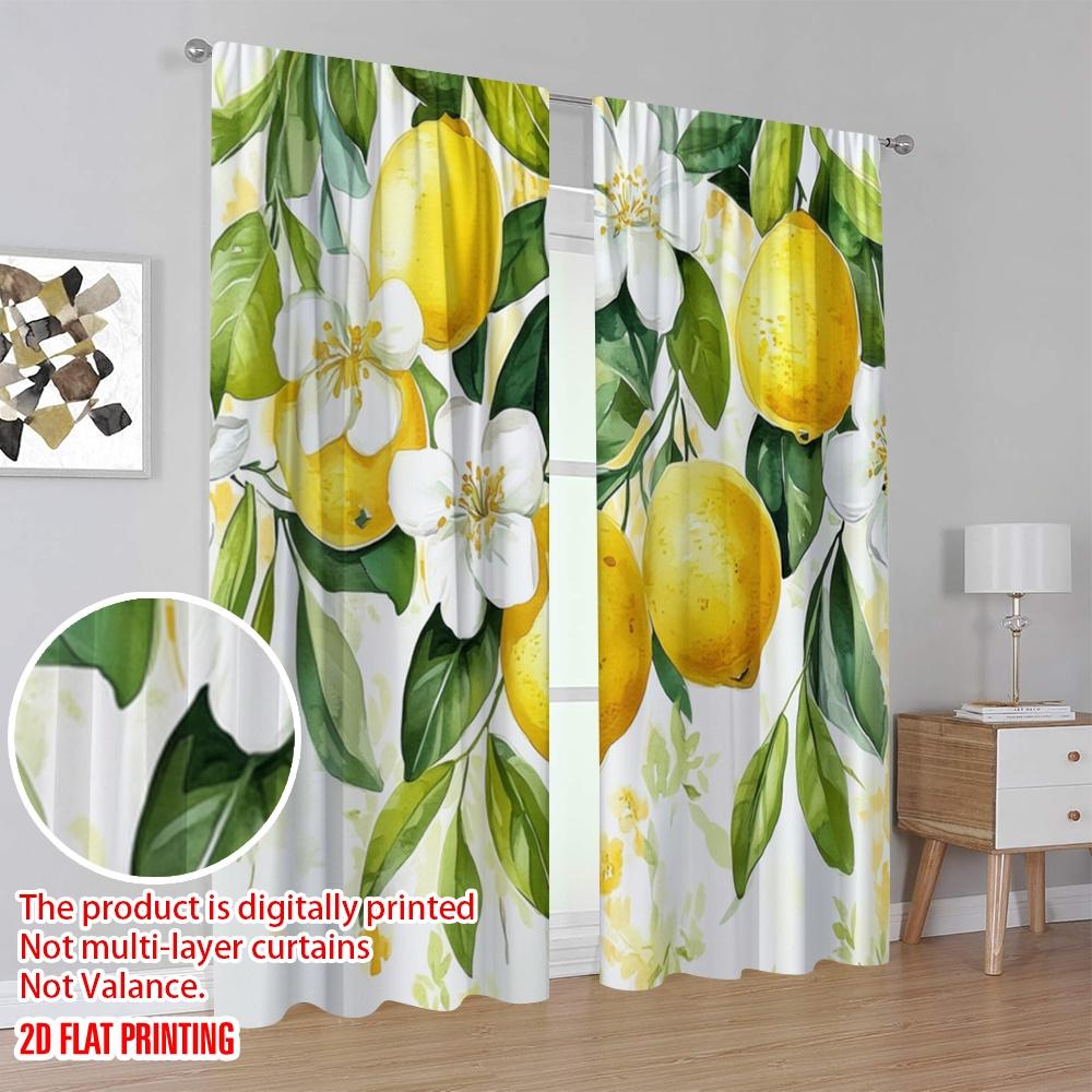 2 шт., 2D печать на плоскости Занавеска для окна LemonBlossomCanvas Полиэстеровая ткань (без стержня) Украшения для дома Идеально для