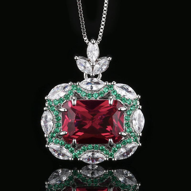 Комплект украшений Wind, рубиновое ожерелье, серьги-гвоздики, красный корунд изменит цвет, высококачественная легкая роскошная женская мода