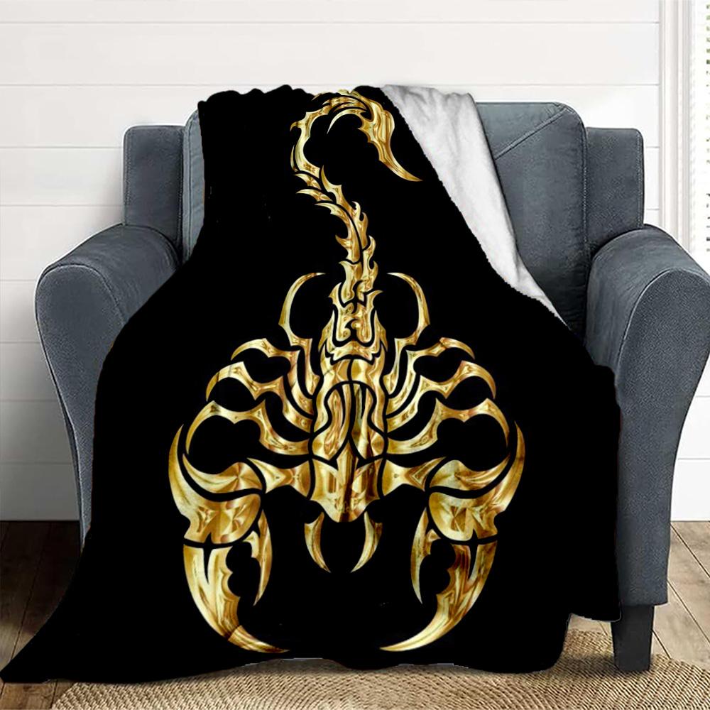Golden Scorpion Flannel Blanket Throw Blanket Soft Warm Sofa Bed Camping Car home Decor Unique Christmas Gift C9301749