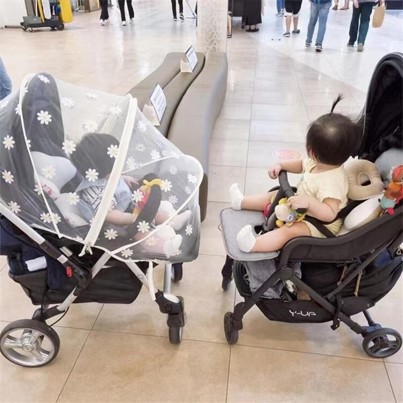 Марля с вышивкой маргаритки для детской коляски, москитная сетка, летняя защитная сетка от насекомых, безопасная защитная сетка для младенцев, аксессуары для коляски