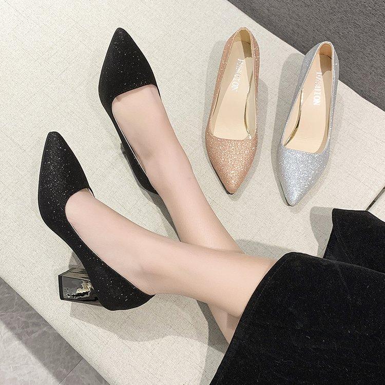 2024 Новые летние простые модные однотонные женские туфли с острым носком и мелким носком, модные туфли-лодочки на высоком каблуке