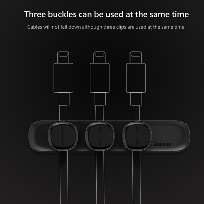 Baseus Зажим для кабеля в горошек, органайзер для зарядного устройства, проводной шнур, магнитные зажимы для автомобиля, офиса, рабочего стола, устройство для намотки USB-кабеля, держатель для зарядного кабеля