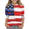 Детская повседневная футболка с круглым вырезом и принтом «День независимости» с рукавами 7 точек