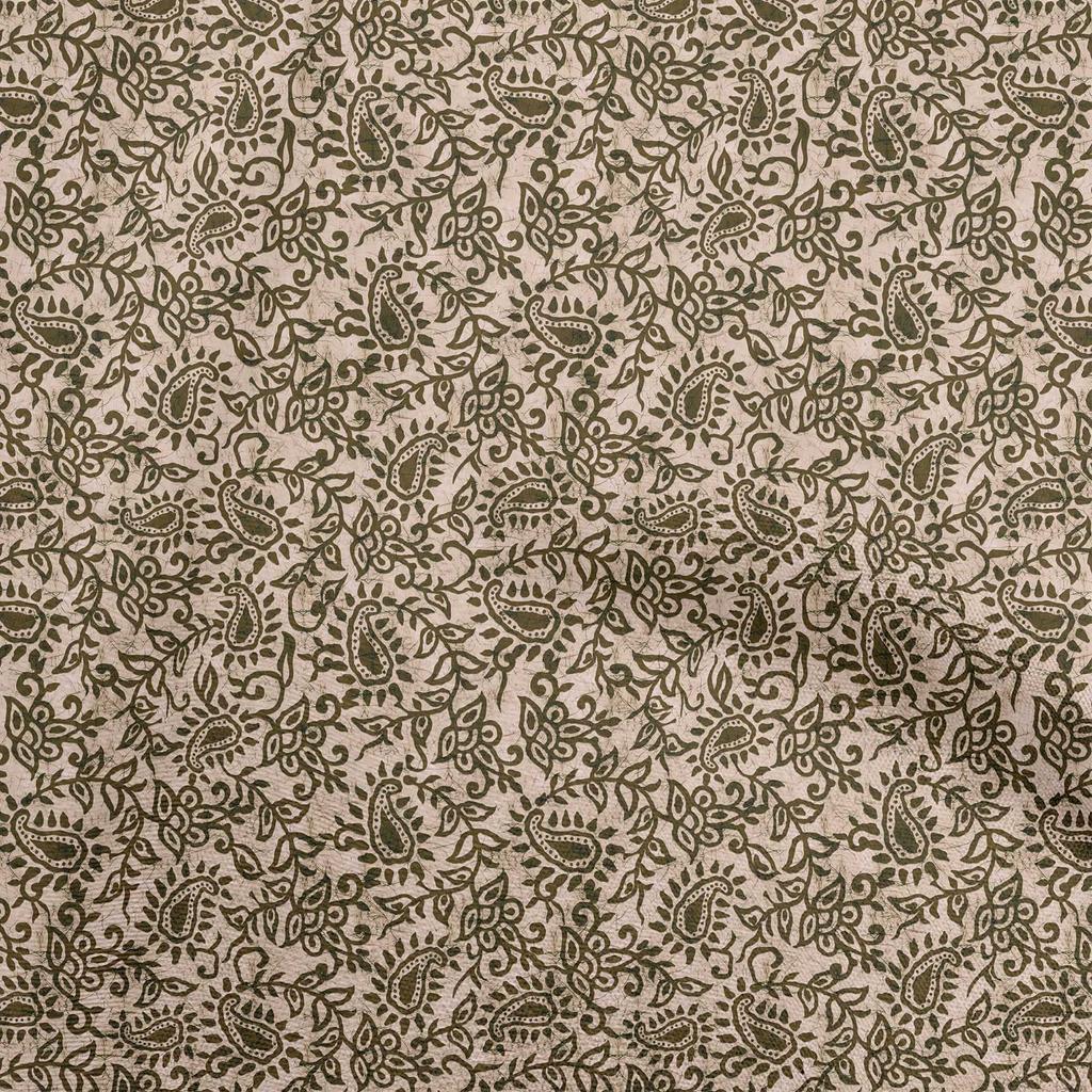 oneOone Cotton Flex Green Fabric Asian Batik Paisley Diy Clothing Quilting Fabric Print Fabric By Yard 40 Inch