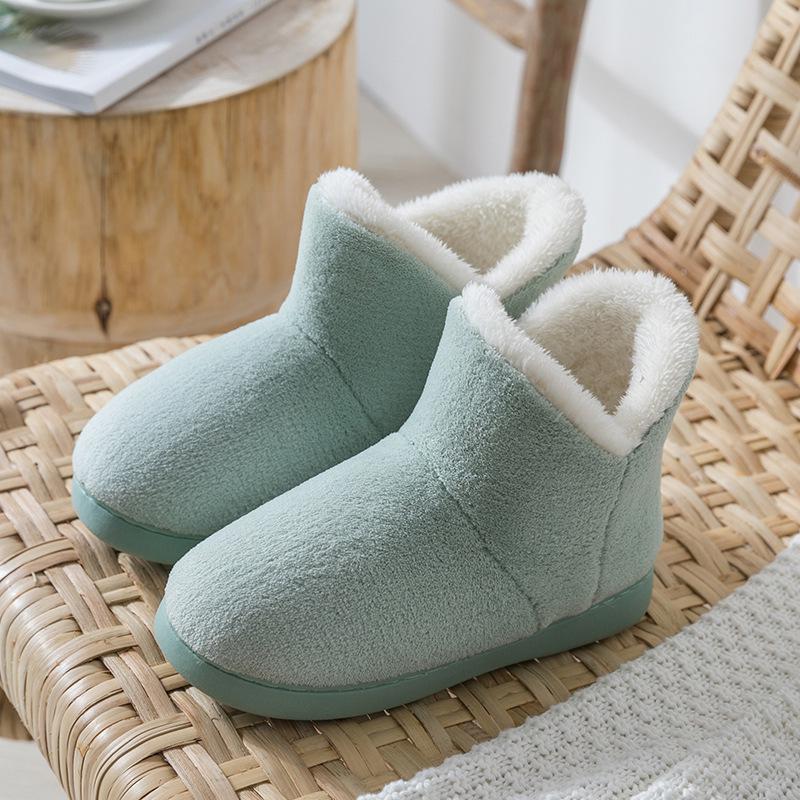 Men and Women Winter Slippers Warm Plush Slip-on Couples Home Floor Shoes Anti-slip Comfortable Flats Female Warm Faux Fur Slippers