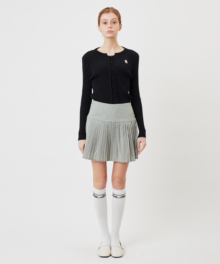 AVEN Button Point Round Neck Knit Black