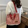 Simple Shoulder Bag Korean Style Cloth Handbag Temperament Stripe Canvas Tote Bag Shopping