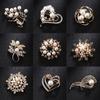 Flower Inlaid Rhinestone Pearl Brooch Pin Fashion Anti -Glare Clothing Accessories Corsage Collar Pin Brooch