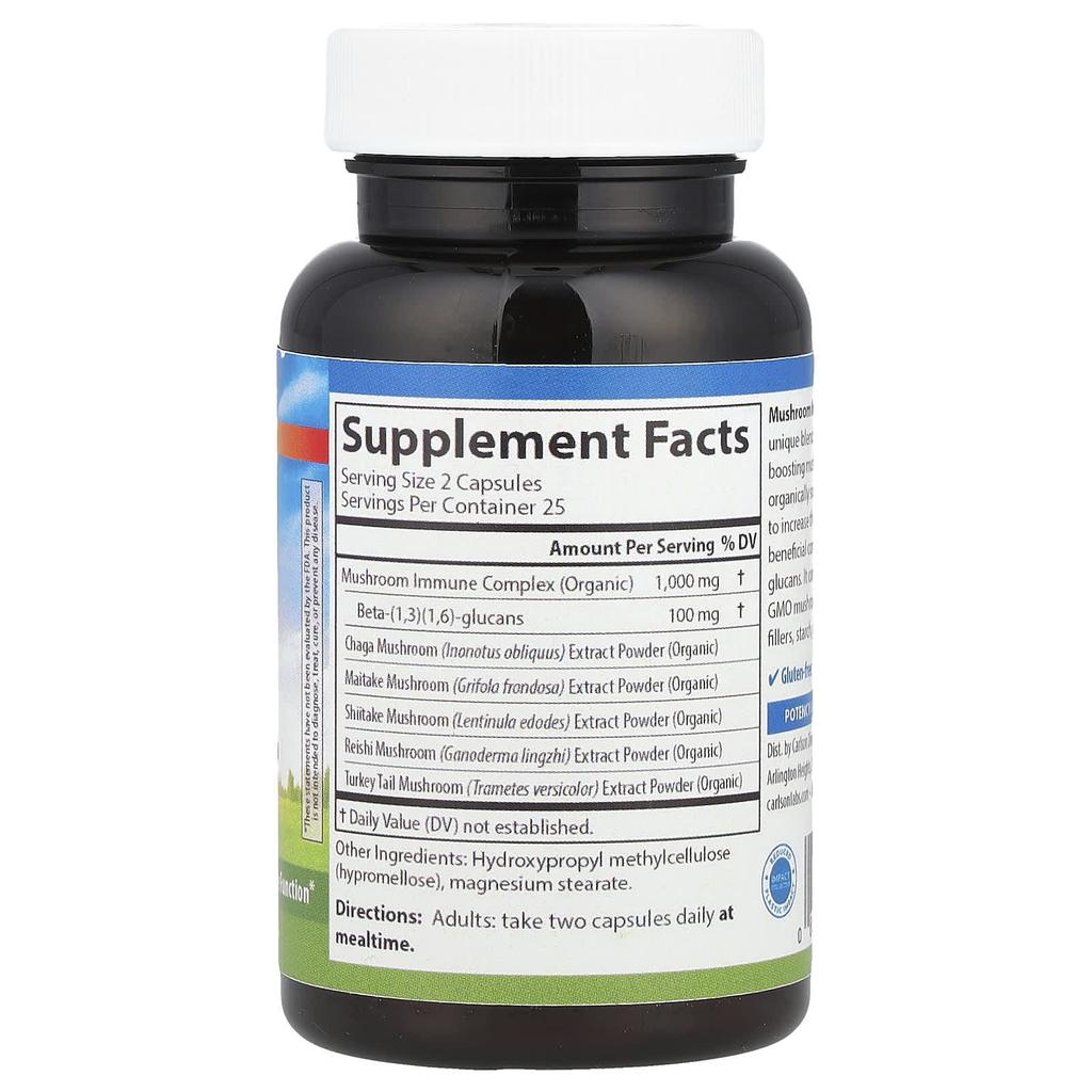 Carlson Organic Blend Mushroom Immune, 50 Veggie Capsules