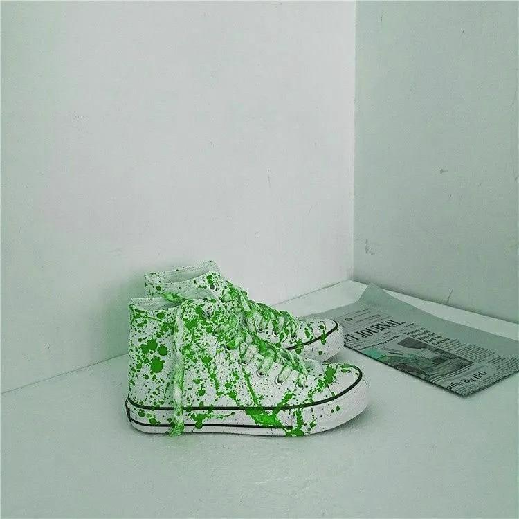 Модные красные стильные грязные туфли унисекс для мужчин граффити поддельные кровавые кроссовки из парусины для мальчиков высокие кроссовки дизайнерская мужская обувь