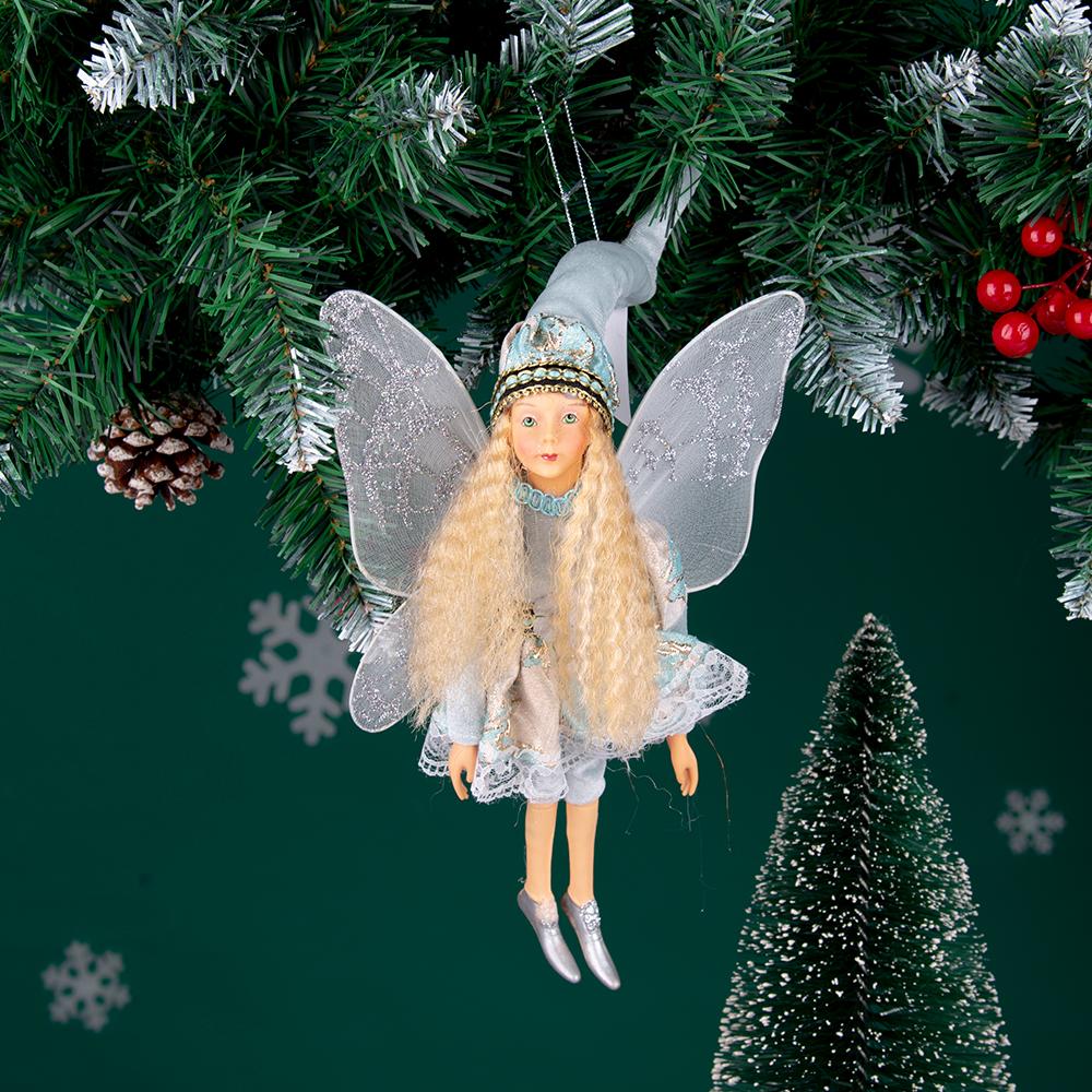 New Angel Elf Doll Multi Color Christmas Fairy Tree Jewelry Gold Elf Pendant Mini Fairy Statue Christmas Gift Home Decoration