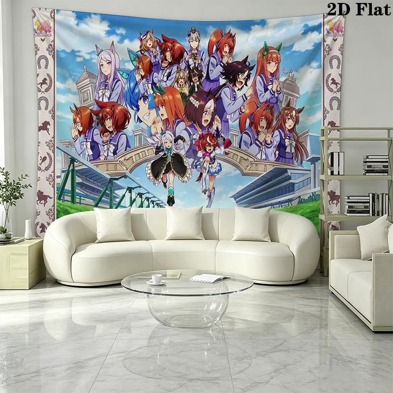 Pretty Derby Wall Tapestry Aesthetic Wall Hanging Printed Fabric Blanket Decorative Tapestries for Bedroom Living Room Home Decor