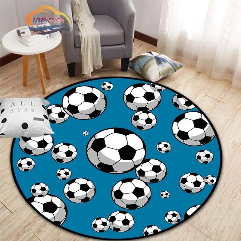 Ковер с изображением футбола, украшение для гостиной, круглая кровать, стул, коврик для дома, входная дверь, дети